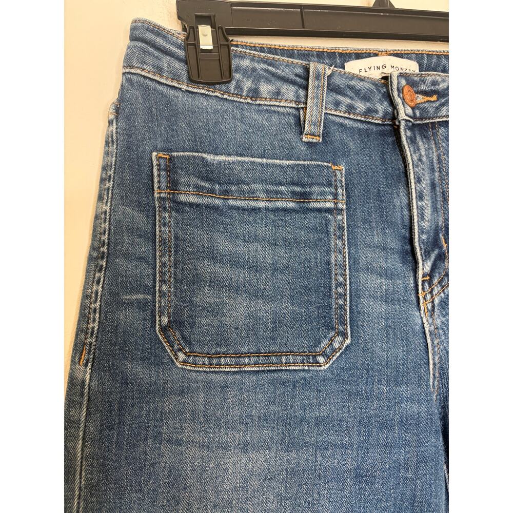 Flying Monkey High Rise Wide Leg Patched Pocket Trouser Jeans Sz 26 Chic Denim - Picture 3 of 11